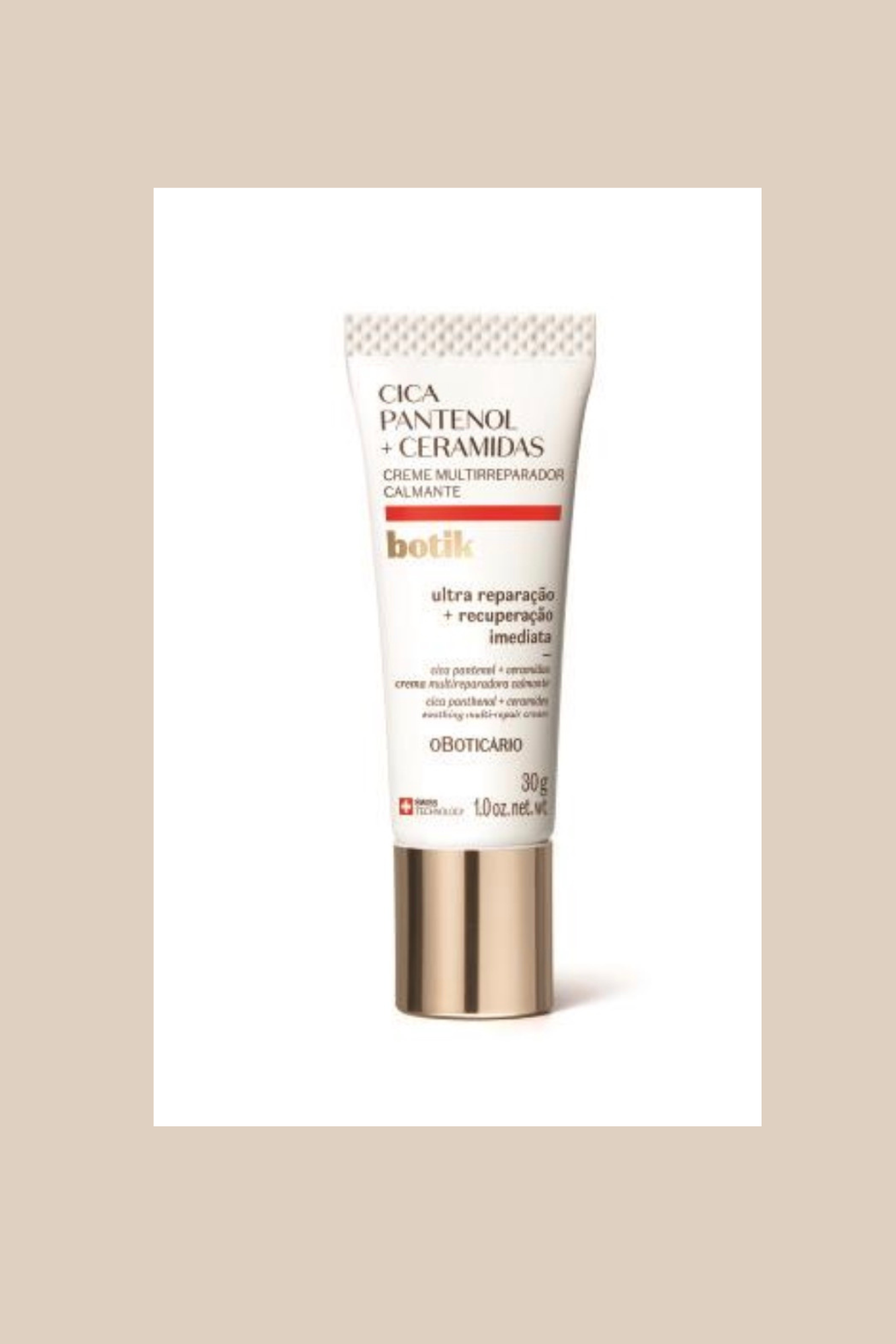 Botik Creme Facial Multireparador Calmante Cica Pantenol e Ceramidas