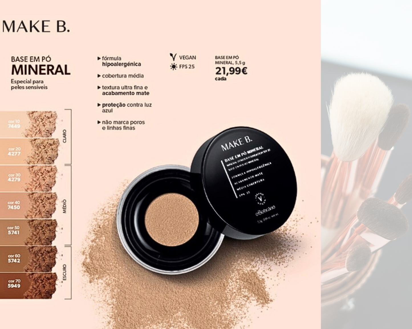 Mineral powder base - especially sensitive skins - Make B